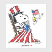 Snoopy Sewing 4. Juli Flagge Aufkleber (Blatt)