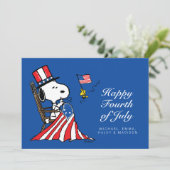 Snoopy Sewing 4. Juli Flagge Feiertagskarte (Stehend Vorderseite)