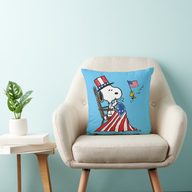 Snoopy Sewing 4. Juli Flagge Kissen (Stuhl )