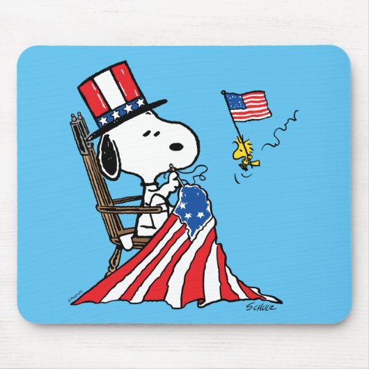 Snoopy Sewing 4. Juli Flagge Mousepad (Vorne)