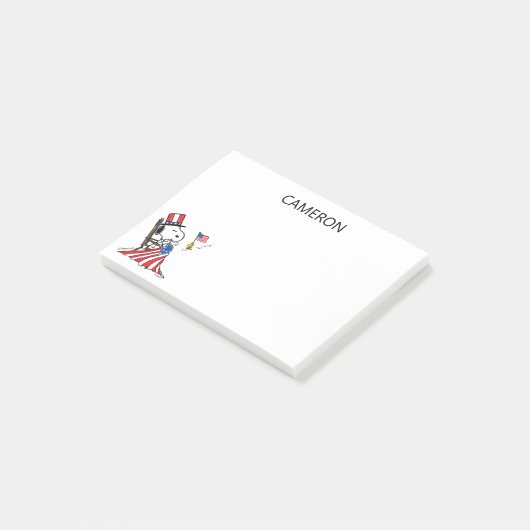 Snoopy Sewing 4. Juli Flagge Post-it Klebezettel (angewinkelt)