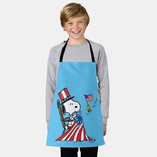 Snoopy Sewing 4. Juli Flagge Schürze (Getragen)