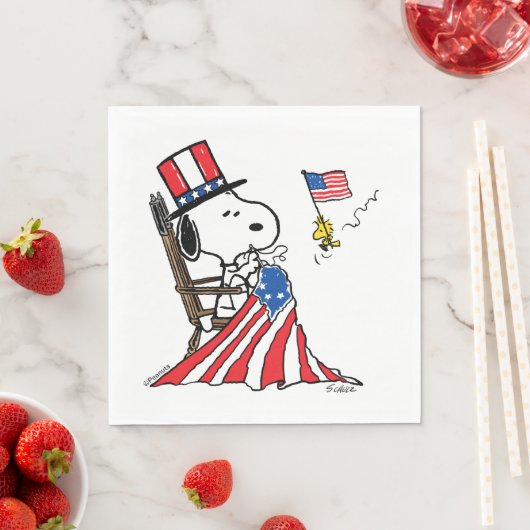 Snoopy Sewing 4. Juli Flagge Serviette (Beispiel)