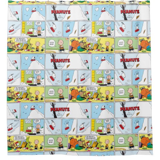 Snoopy Sled Riding Food Disc Duschvorhang (Vorderseite)