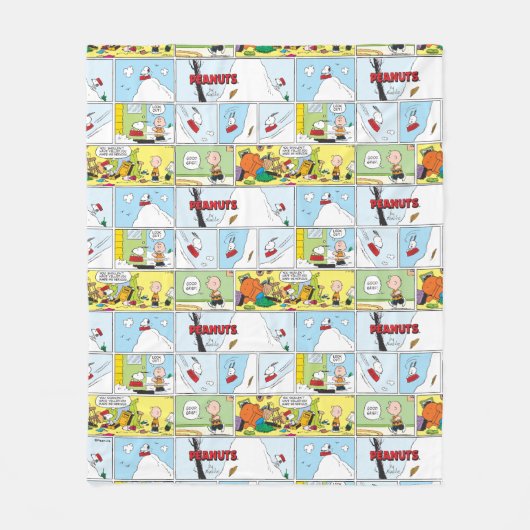 Snoopy Sled Riding Food Disc Fleecedecke (Vorderseite)