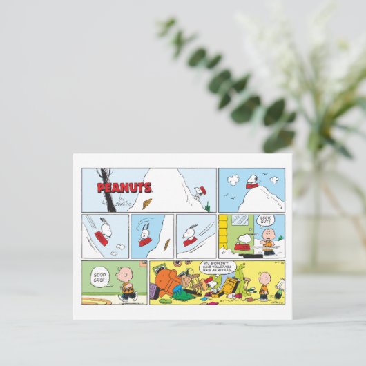 Snoopy Sled Riding Food Disc Postkarte (Stehend Vorderseite)