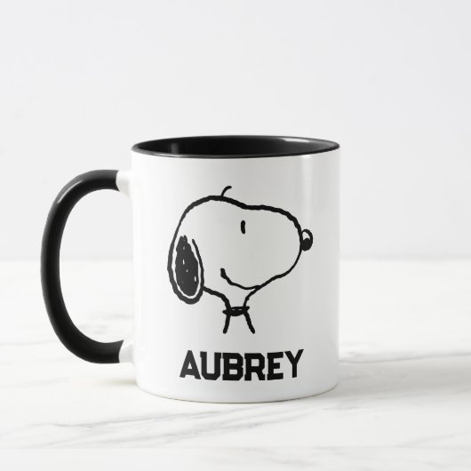 Snoopy Smile Giggle Laugh | Name hinzufügen Tasse (Links)