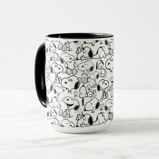 Snoopy Smile Giggle Laugh Pattern Tasse (Vorderseite Links)