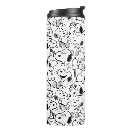 Snoopy Smile Giggle Laugh Pattern Thermosbecher (Nach links gedreht)