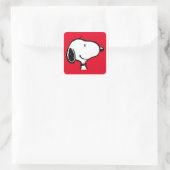 Snoopy Smile Giggle Laugh Quadratischer Aufkleber (Tasche)