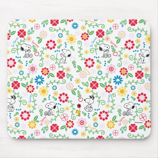 Snoopy So Sweet Blume Muster Mousepad (Vorne)