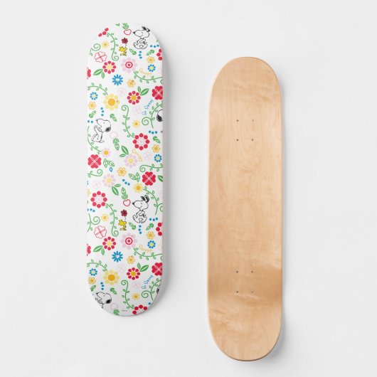 Snoopy So Sweet Blume Muster Skateboard (Vorderseite)