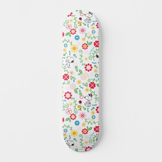 Snoopy So Sweet Blume Muster Skateboard (Vorderseite)
