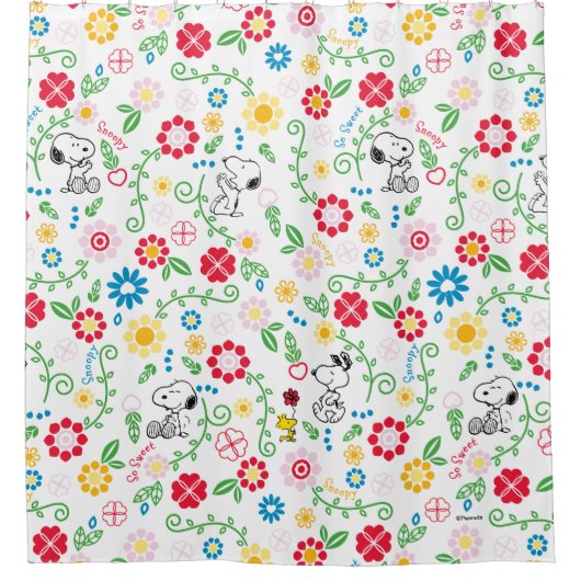 Snoopy So Sweet Flower Pattern Duschvorhang (Vorderseite)