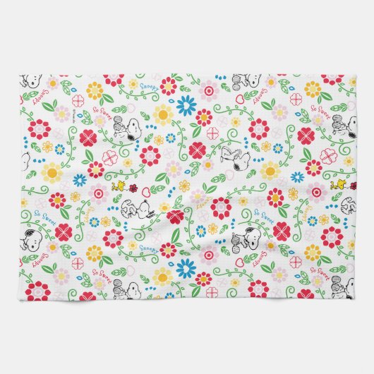 Snoopy So Sweet Flower Pattern Geschirrtuch (Horizontal)