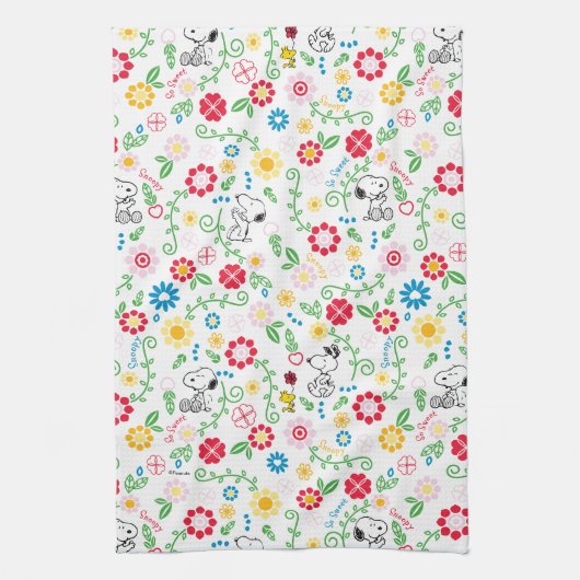 Snoopy So Sweet Flower Pattern Geschirrtuch (Vertikal)