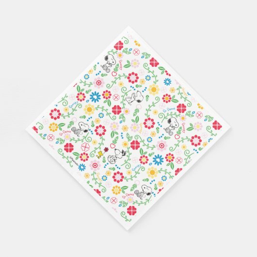 Snoopy So Sweet Flower Pattern Serviette (Ecke)