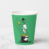 Snoopy springt in den Pot of Gold Pappbecher (Vorderseite)