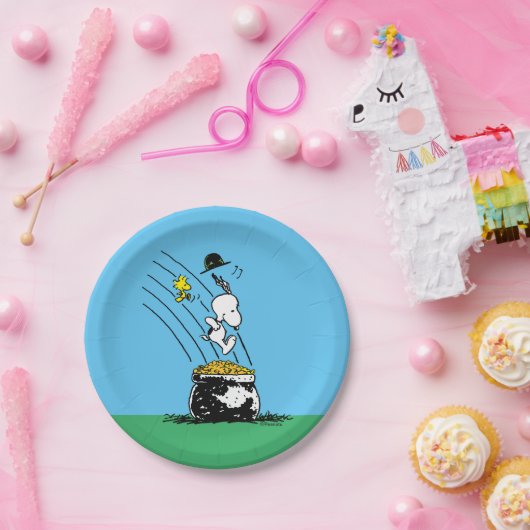 Snoopy springt in den Pot of Gold Pappteller (Party)