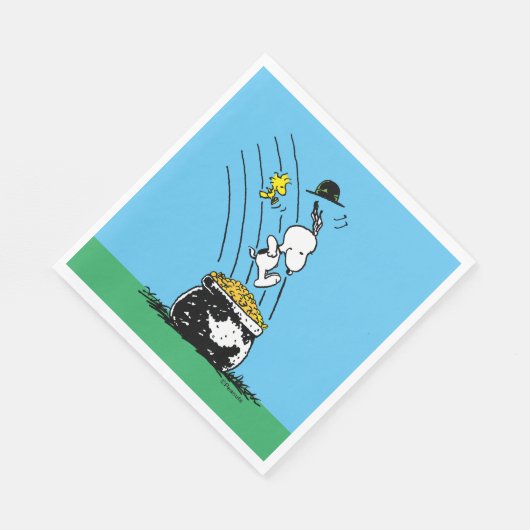 Snoopy springt in den Pot of Gold Serviette (Ecke)