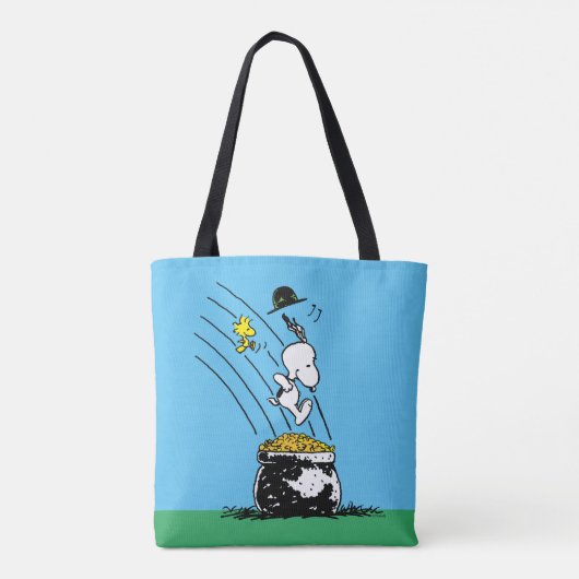 Snoopy springt in den Pot of Gold Tasche (Rückseite)