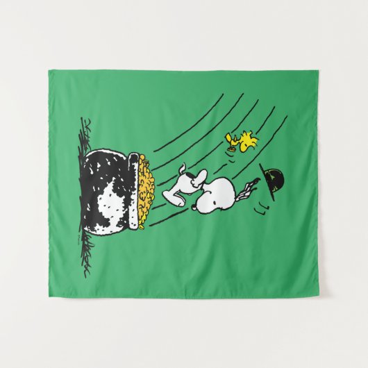 Snoopy springt in den Pot of Gold Wandteppich (Vorderseite (Horizontal))
