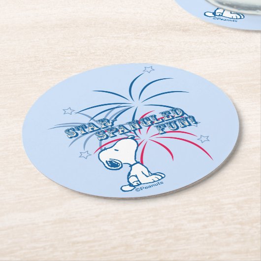 Snoopy Star Spangled Fun Runder Pappuntersetzer (Angewinkelt)