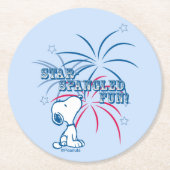Snoopy Star Spangled Fun Runder Pappuntersetzer (Vorderseite)