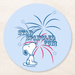 Snoopy Star Spangled Fun Runder Pappuntersetzer