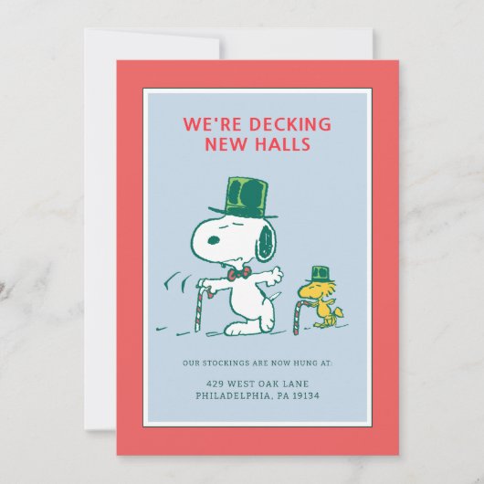 Snoopy Top Hat Peppermint Candy Feiertagskarte (Vorderseite)