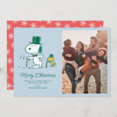 Snoopy Top Hat Peppermint Candy Feiertagskarte (Vorne/Hinten)