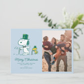 Snoopy Top Hat Peppermint Candy Feiertagskarte (Stehend Vorderseite)