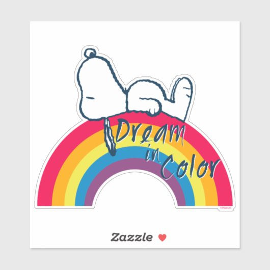 Snoopy | Traum in farbigem Regenbogen Aufkleber (Blatt)