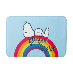 Snoopy   Traum in farbigem Regenbogen Badematte