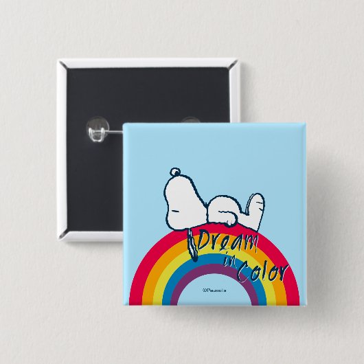 Snoopy | Traum in farbigem Regenbogen Button (Vorne & Hinten)