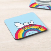 Snoopy | Traum in farbigem Regenbogen Getränkeuntersetzer (Linke Seite)