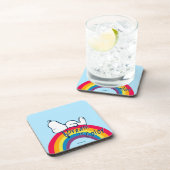 Snoopy | Traum in farbigem Regenbogen Getränkeuntersetzer (Rechte Seite)