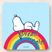 Snoopy | Traum in farbigem Regenbogen Getränkeuntersetzer (Vorderseite)
