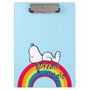 Snoopy   Traum in farbigem Regenbogen Klemmbrett
