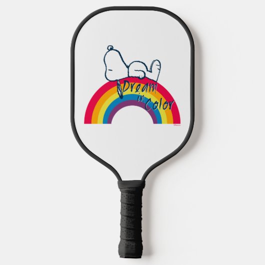 Snoopy | Traum in farbigem Regenbogen Pickleball Schläger (Rückseite)