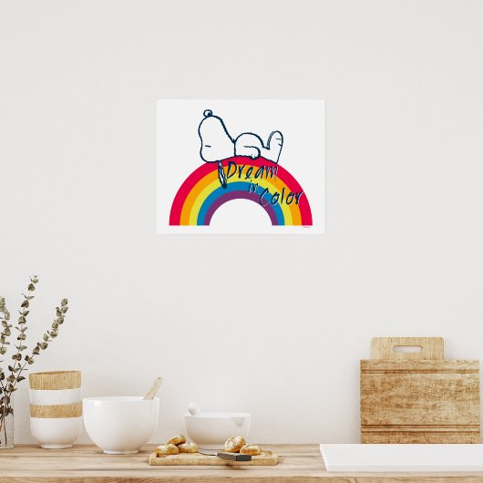Snoopy | Traum in farbigem Regenbogen Poster (Küche)