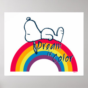 Snoopy   Traum in farbigem Regenbogen Poster