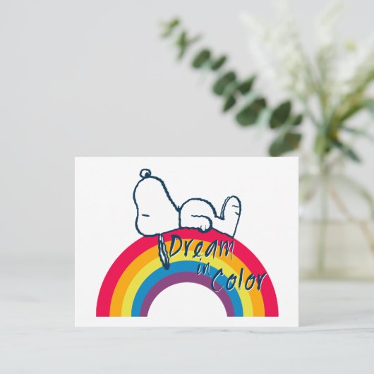 Snoopy | Traum in farbigem Regenbogen Postkarte (Stehend Vorderseite)