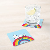 Snoopy | Traum in farbigem Regenbogen Rechteckiger Pappuntersetzer (Vor Ort)