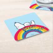 Snoopy | Traum in farbigem Regenbogen Rechteckiger Pappuntersetzer (angewinkelt)
