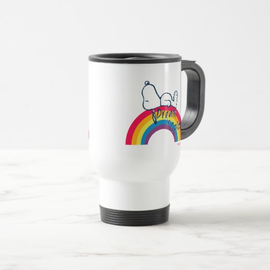 Snoopy | Traum in farbigem Regenbogen Reisebecher (VorderseiteRechts)
