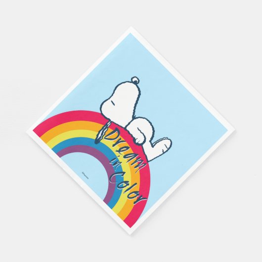Snoopy | Traum in farbigem Regenbogen Serviette (Ecke)