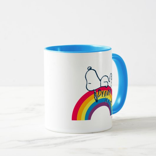Snoopy | Traum in farbigem Regenbogen Tasse (VorderseiteRechts)