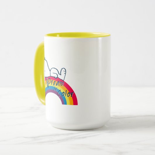 Snoopy | Traum in farbigem Regenbogen Tasse (Vorderseite Links)