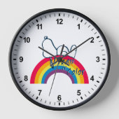 Snoopy | Traum in farbigem Regenbogen Uhr (Vorderseite)